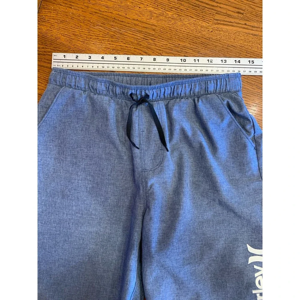 Hurley Boys Sz 18/20 Swimsuit Swim Trunks Drawstring Elastic Waist Blue Surf